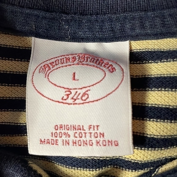 BROOKS BROTHERS | MENS BROOKS BROTHERS YELLOW AND NAVY COLLARED POLO, SIZE L - Picture 2 of 5